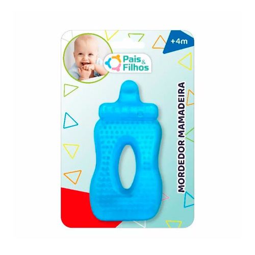 Mordedor Para Bebê Mamadeira Azul Pais&Filhos