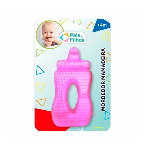 Mordedor Para Bebê Mamadeira Rosa Pais&Filhos