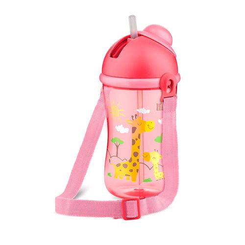Copo Cantil Com Canudo 390ml Rosa Lillo