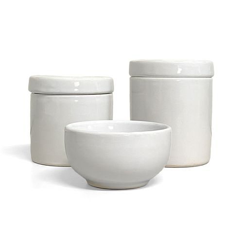 Jogo De 2 Potes E Cumbuca Para Kit Higiênico Bebê Branco Bonelli