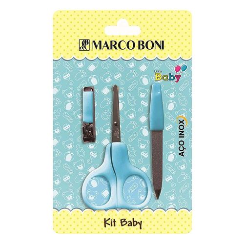 Kit De Manicure De Bebê Azul Marco Boni
