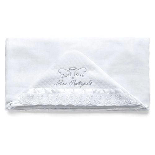 Toalha De Banho Batizado Branco Hug