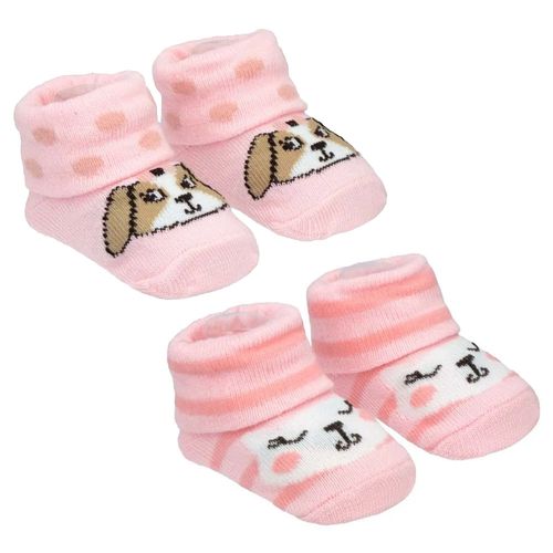 Kit De Meias Com 2 Pares RN Cachorro E Gata Rosa Pimpolho