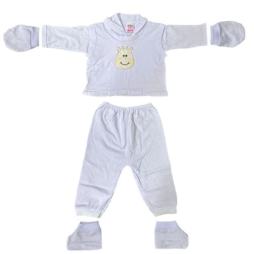 Conjunto Pagão 5 Peças P 0-3 Meses Girafa Bordado Branco Tina Baby