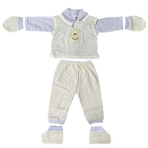 Conjunto Pagão 5 Peças P 0-3 Meses Girafa Bordado Bege Tina Baby