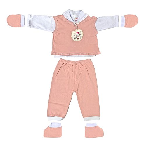 Conjunto Pagão 5 Peças P 0-3 Meses Leão Bordado Rosé Tina Baby