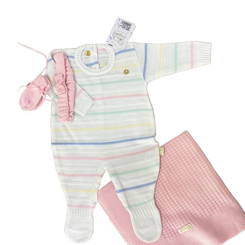 Saída de Maternidade Tricô Arco Iris 2405 Menina P Chandra