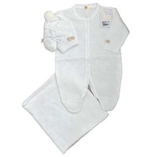 Saída de Maternidade  Tricô 4 Pçs Branco Unissex Chandra
