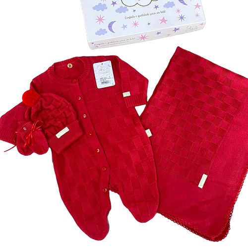 Saída de Maternidade Tricô Unissex Vermelho P Chandra