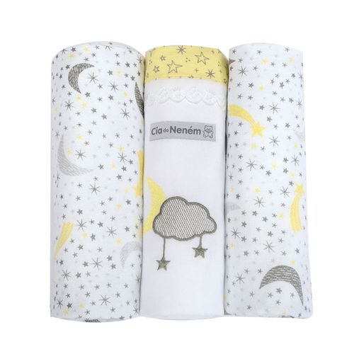 Kit Manta Cueiro 80cm x 80cm Nuvem Cia Do Neném Minasrey