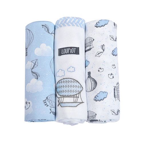 Kit Manta Cueiro 3 Unidades 80cm x 80cm Balões Minasrey