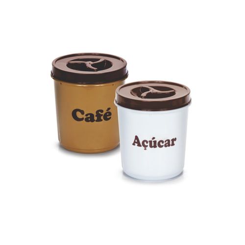 Conjunto Mantimentos Redondo Com Tampa Café / Açúcar 2 Peças 1000 Ml Ercaplast