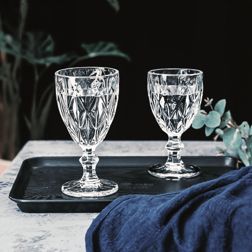 Conjunto de Taças de Agua Vidro Diamond 340ml Lyor (PRODUTO DE SEGUNDA LINHA COM DETALHES NO ACABAMENTO- LER DESCRIÇÃ