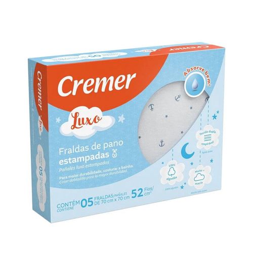 Fralda Luxo Estampada Masculina Com 05 Unidades Cremer
