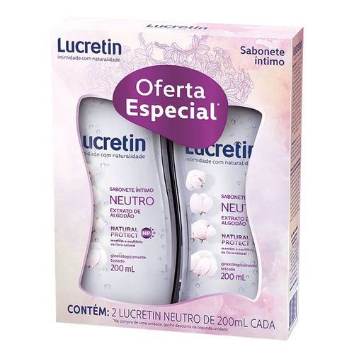 Kit Com 2 Sabonetes Líquidos Neutro Íntimo 200ml Lucretin