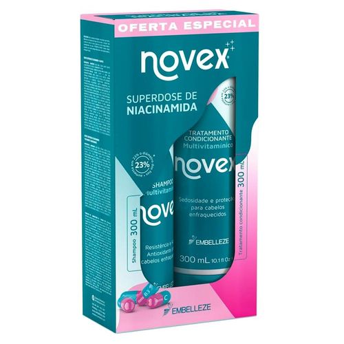 Kit Shampoo e Condicionador Novex Super Dose de Niacinamida 300ml Embelleze