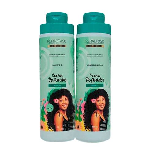 Kit Shampoo 1L e Condicionador 800ml Cachos Definidos Kerabrasil