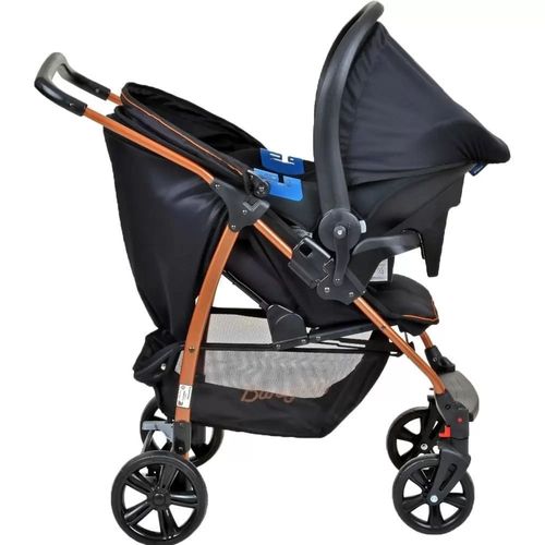 Carrinho de Bebê Ecco Preto Cobre   Bebê Conforto Travel System Burigotto