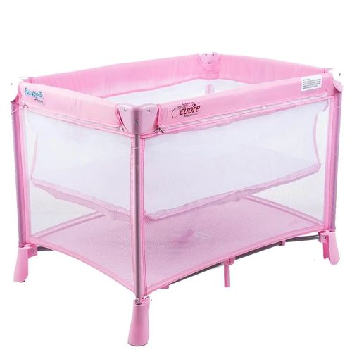 Berço Cercado Burigotto Dobrável Portátil New Cuore Rosa 5104 Burigotto