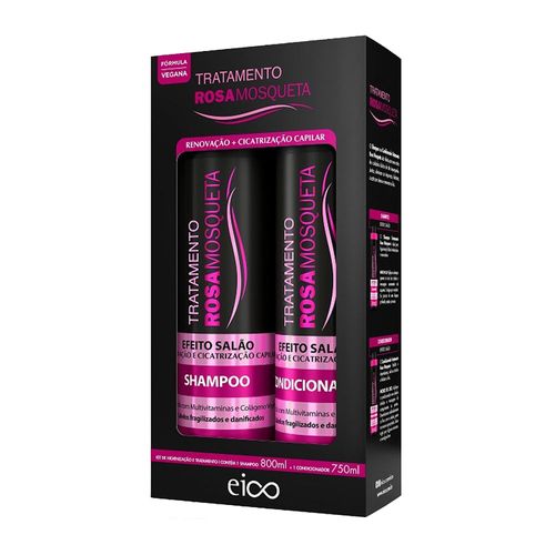 Kit Shampoo 800ml E Condicionador 750ml Rosa Mosqueta Eico