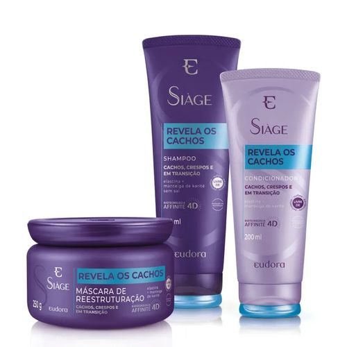 Kit Shampoo, Condicionador e Máscara Revela Cachos Siage