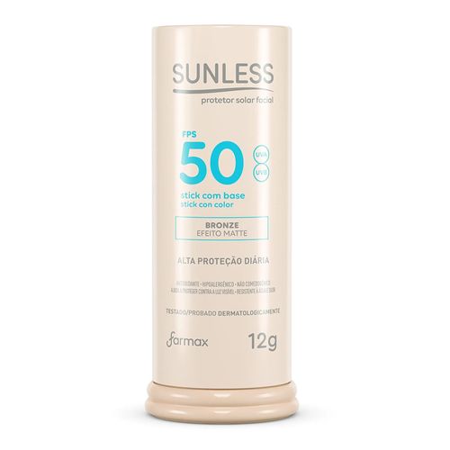 Protetor Solar Facial Stick Com Base Bronze 50 FPS 12g Sunless Farmax