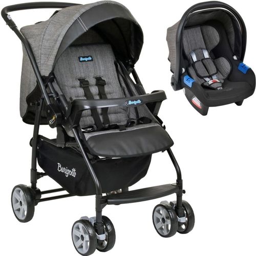 Conjunto Carrinho Rio K    Bebê Conforto Mesclado Preto Burigotto