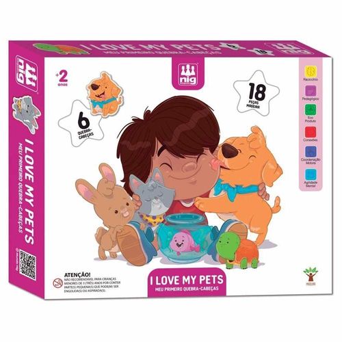 Quebra Cabeça I Love My Pets Nig Brinquedos