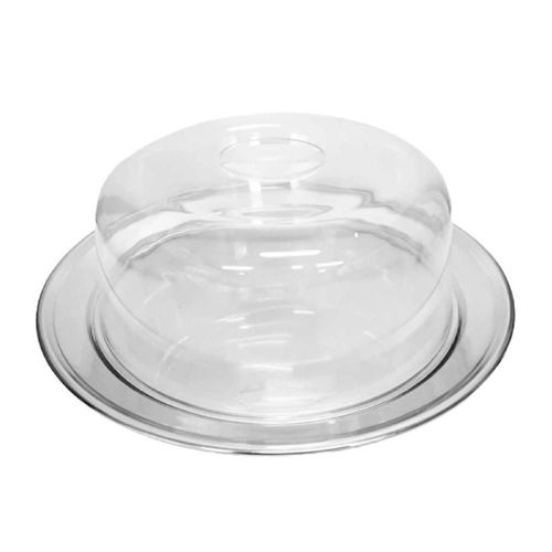 Prato Para Bolo Inox Com tampa Plástica Wellmix