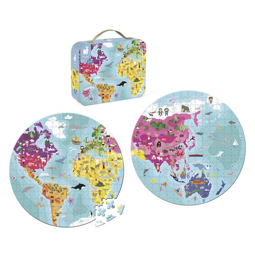 Quebra Cabeça Mapa Mundi Dupla Face Janod