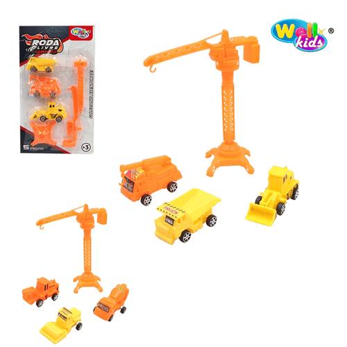 Kit Com Carrinhos de Construção e Acessórios sortidos Wellmix