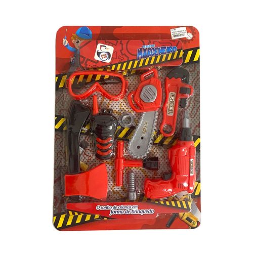 Kit Pequeno Marceneiro 9 Peças Vermelho Pica Pau