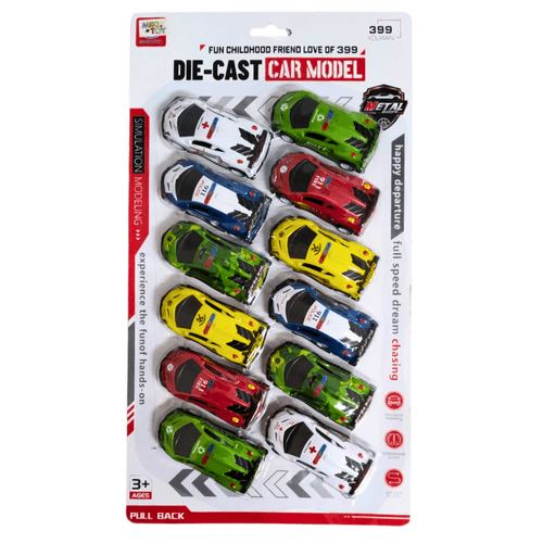 Conjunto de Carros c/ 12 Unidades Multicor Miki Toy