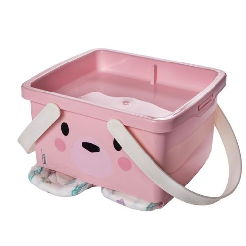 Caixa Porta Fraldas Enxoval Trocador Bear Rosa Plasútil