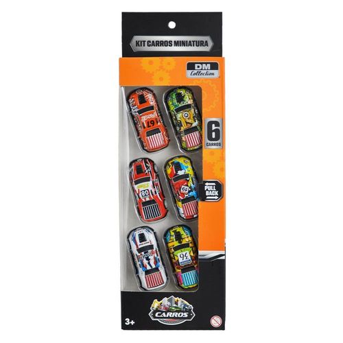 Kit De 6 Carrinhos Em Miniatura Pull Back Dm Toys