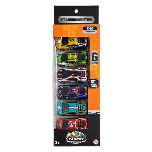 Kit De 6 Carros Miniatura Pull Back Sortido Dm Toys