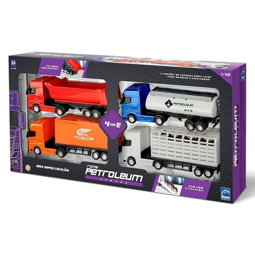 Kit 4 Caminhões Petróleo Carreta Roma