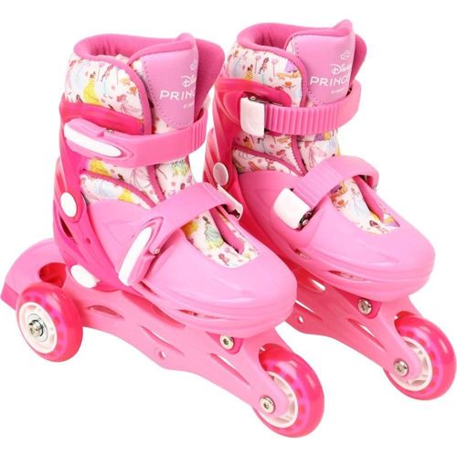 Kit Patins 2 em 1 3 Rodas Tamanho 28-31 Disney Princesas BBR Toys