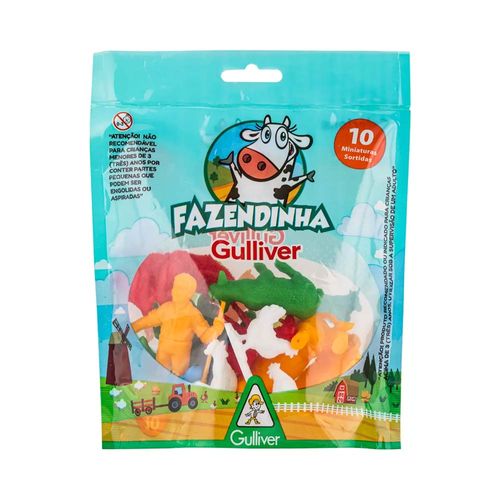 Kit Animais em Miniatura Fazendinha Com 10 Peças Gulliver