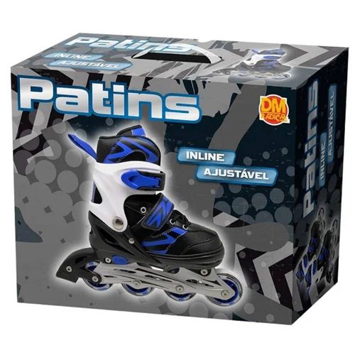 Patins Inline Ajustável Azul Menino Dm Toys