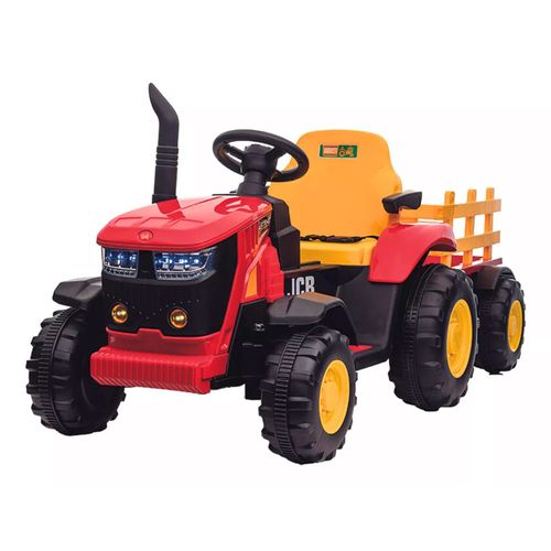 Quadriciclo Trator Elétrico Infantil Com Carreta Vermelho E Amarelo Menino 12v Zippy