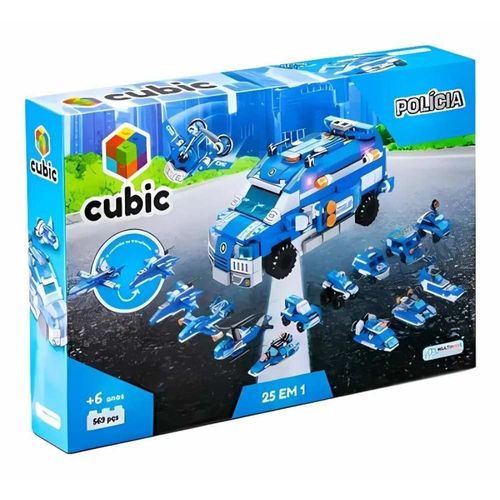 Brinquedo Cubic 25 Em 1 Policia Blocos Para Montar Multikids