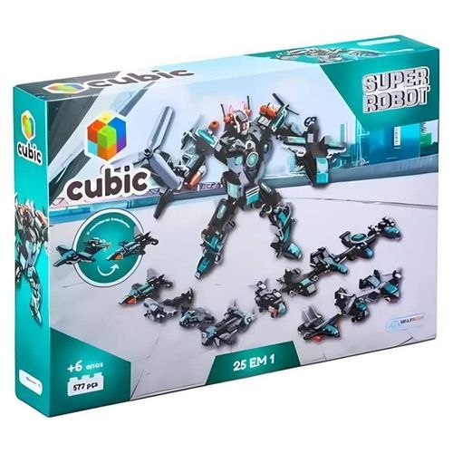 Brinquedo Cubic 25 Em 1 Super Robot 577 Peças Blocos Para Montar Multikids