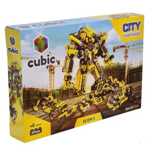 Brinquedo Cubic Cidade Construção 573 Peças 12 Em 1 Blocos Para Montar Multikids