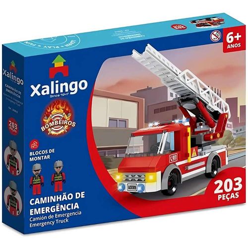 Blocos De Montar Bombeiros Caminhão De Emergência 203 Peças Xalingo