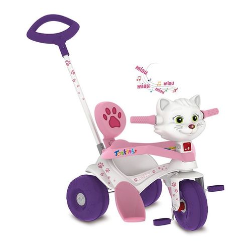 Triciclo Tonkinha Gatinha Passeio e Pedal 704 Menina Bandeirante