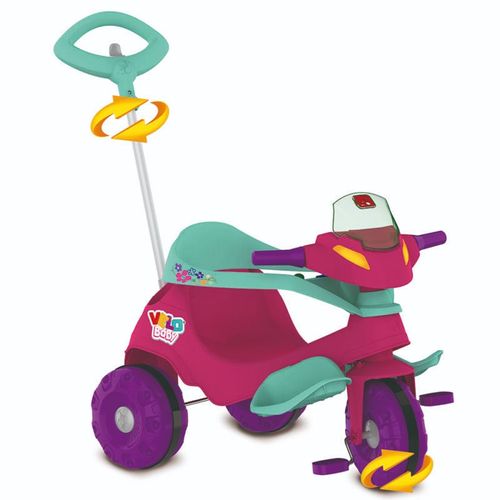 Triciclo Velobaby G2 Passeio e Pedal (Rosa) 357 Menina Bandeirante