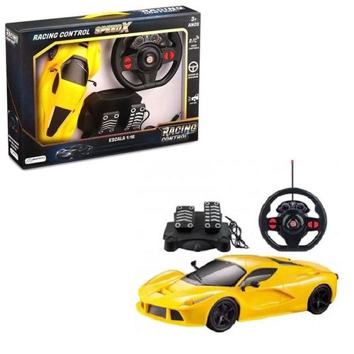 Carro de Controle Remoto e Pedal Amarelo Multikids