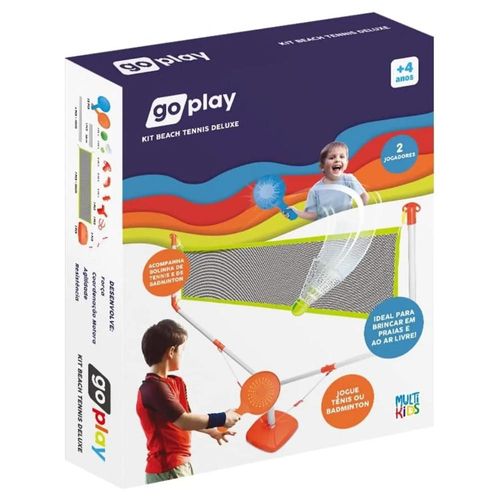 Kit Beach Tênis Com Rede Deluxe Multikids
