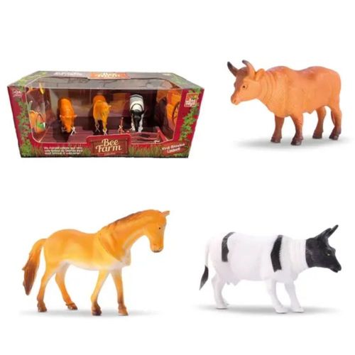 Brinquedo Coleção Fazendinha Com 03 Animais Bee Toys